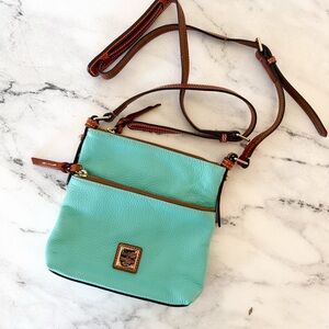 Dooney & Bourke Aqua Blue Crossbody Pebble Grain Leather Purse